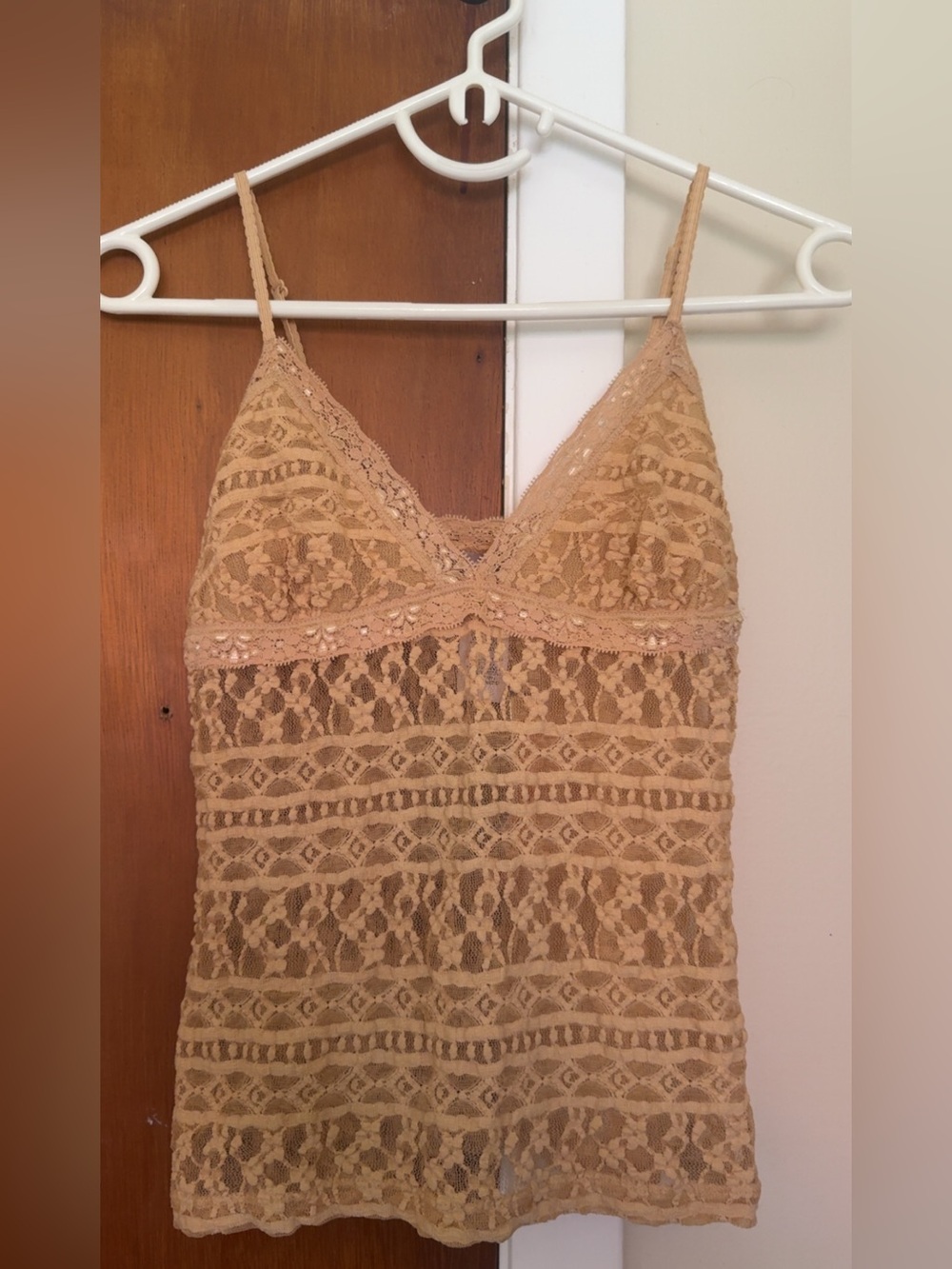 Lace Cami tank top  in Light Beige